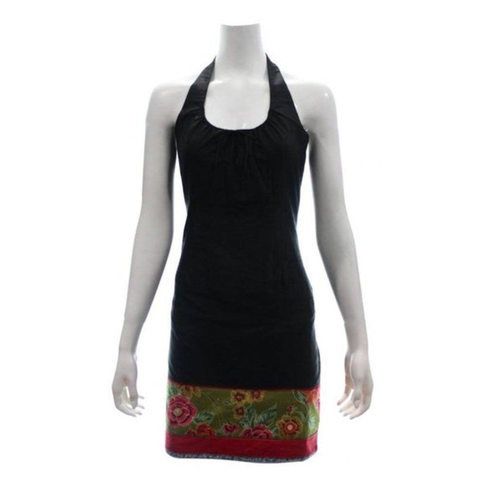 LAUNDRY Black Silk Floral Halter Dress Size 6 New With Tags
